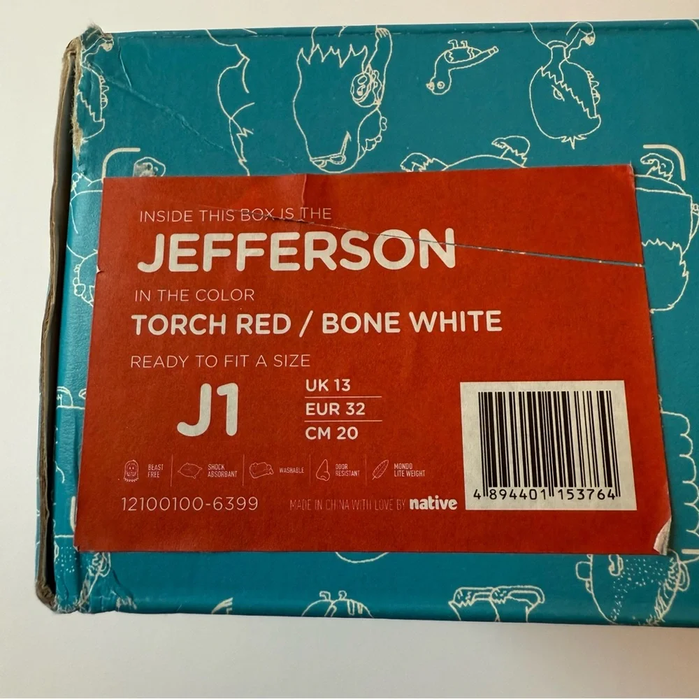 Native Jefferson Slip-On Shoe Torch Red/Bone White J1